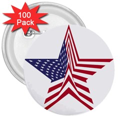 A Star With An American Flag Pattern 3  Buttons (100 Pack)  by Nexatart