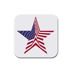 A Star With An American Flag Pattern Rubber Square Coaster (4 Pack)  by Nexatart