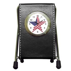 A Star With An American Flag Pattern Pen Holder Desk Clocks by Nexatart