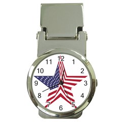 A Star With An American Flag Pattern Money Clip Watches by Nexatart