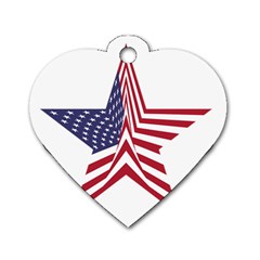 A Star With An American Flag Pattern Dog Tag Heart (two Sides) by Nexatart