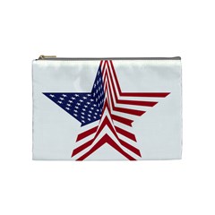 A Star With An American Flag Pattern Cosmetic Bag (medium)  by Nexatart