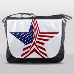 A Star With An American Flag Pattern Messenger Bags by Nexatart