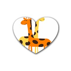 Giraffe Africa Safari Wildlife Rubber Coaster (heart)  by Nexatart