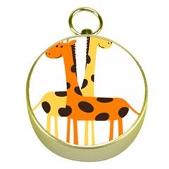 Giraffe Africa Safari Wildlife Gold Compasses by Nexatart