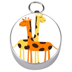 Giraffe Africa Safari Wildlife Silver Compasses by Nexatart