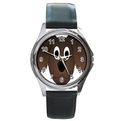 Dog Pup Animal Canine Brown Pet Round Metal Watch by Nexatart