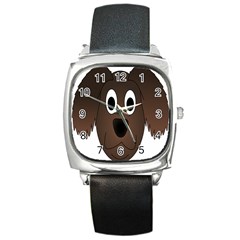 Dog Pup Animal Canine Brown Pet Square Metal Watch by Nexatart