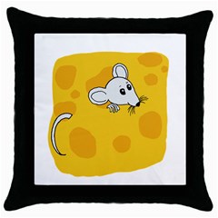 Rat Mouse Cheese Animal Mammal Throw Pillow Case (black) by Nexatart