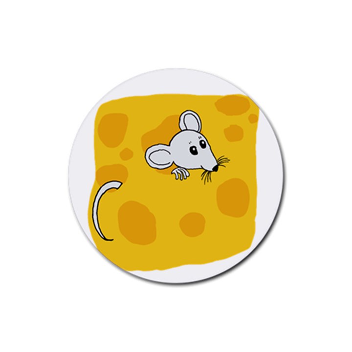 Rat Mouse Cheese Animal Mammal Rubber Coaster (Round) 