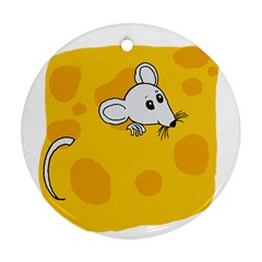 Rat Mouse Cheese Animal Mammal Round Ornament (two Sides) by Nexatart