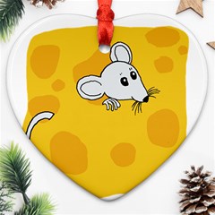 Rat Mouse Cheese Animal Mammal Heart Ornament (two Sides) by Nexatart