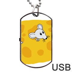 Rat Mouse Cheese Animal Mammal Dog Tag Usb Flash (two Sides) by Nexatart