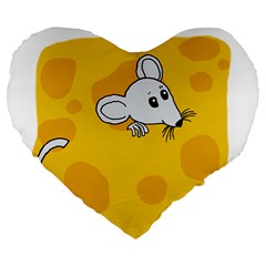 Rat Mouse Cheese Animal Mammal Large 19  Premium Heart Shape Cushions by Nexatart