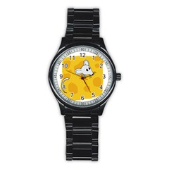 Rat Mouse Cheese Animal Mammal Stainless Steel Round Watch