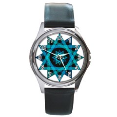 Transparent Triangles Round Metal Watch by Nexatart