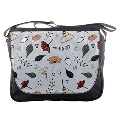 Grey Toned Pattern Messenger Bags by Nexatart