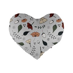 Grey Toned Pattern Standard 16  Premium Heart Shape Cushions by Nexatart