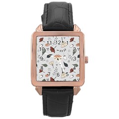 Grey Toned Pattern Rose Gold Leather Watch  by Nexatart