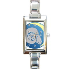 Ram Zodiac Sign Zodiac Moon Star Rectangle Italian Charm Watch by Nexatart