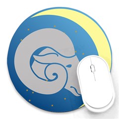 Ram Zodiac Sign Zodiac Moon Star Round Mousepads by Nexatart