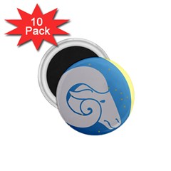 Ram Zodiac Sign Zodiac Moon Star 1 75  Magnets (10 Pack)  by Nexatart