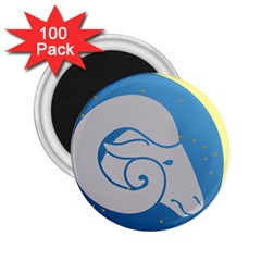 Ram Zodiac Sign Zodiac Moon Star 2 25  Magnets (100 Pack)  by Nexatart