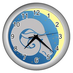 Ram Zodiac Sign Zodiac Moon Star Wall Clocks (silver)  by Nexatart