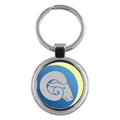 Ram Zodiac Sign Zodiac Moon Star Key Chains (round)  by Nexatart