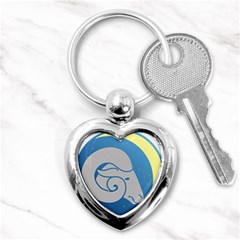 Ram Zodiac Sign Zodiac Moon Star Key Chains (heart)  by Nexatart