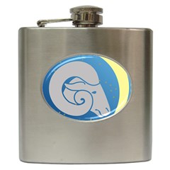 Ram Zodiac Sign Zodiac Moon Star Hip Flask (6 Oz) by Nexatart