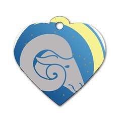 Ram Zodiac Sign Zodiac Moon Star Dog Tag Heart (one Side) by Nexatart