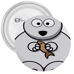 Bear Polar Bear Arctic Fish Mammal 3  Buttons