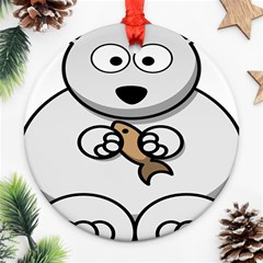 Bear Polar Bear Arctic Fish Mammal Ornament (Round)