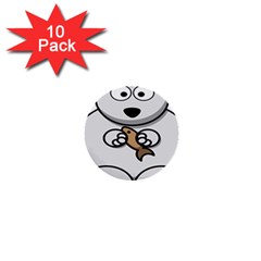 Bear Polar Bear Arctic Fish Mammal 1  Mini Buttons (10 Pack)  by Nexatart