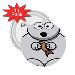 Bear Polar Bear Arctic Fish Mammal 2 25  Buttons (10 Pack)  by Nexatart