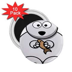 Bear Polar Bear Arctic Fish Mammal 2 25  Magnets (10 Pack)  by Nexatart