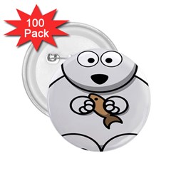 Bear Polar Bear Arctic Fish Mammal 2.25  Buttons (100 pack) 