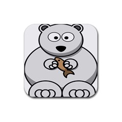 Bear Polar Bear Arctic Fish Mammal Rubber Coaster (Square) 