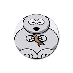 Bear Polar Bear Arctic Fish Mammal Rubber Coaster (round)  by Nexatart