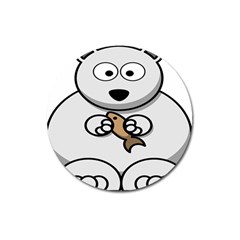 Bear Polar Bear Arctic Fish Mammal Magnet 3  (round) by Nexatart