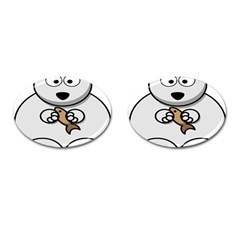 Bear Polar Bear Arctic Fish Mammal Cufflinks (Oval)