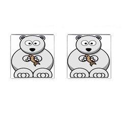 Bear Polar Bear Arctic Fish Mammal Cufflinks (Square)