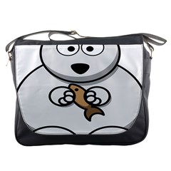 Bear Polar Bear Arctic Fish Mammal Messenger Bags by Nexatart