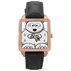 Bear Polar Bear Arctic Fish Mammal Rose Gold Leather Watch 