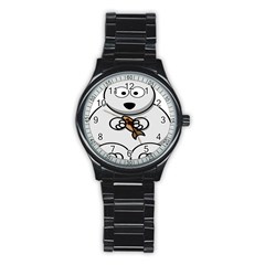 Bear Polar Bear Arctic Fish Mammal Stainless Steel Round Watch