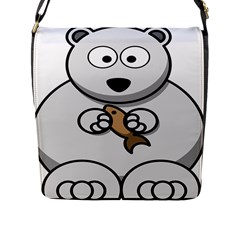 Bear Polar Bear Arctic Fish Mammal Flap Messenger Bag (l)  by Nexatart