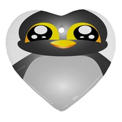 Cute Penguin Animal Heart Ornament (two Sides) by Nexatart