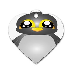 Cute Penguin Animal Dog Tag Heart (one Side)