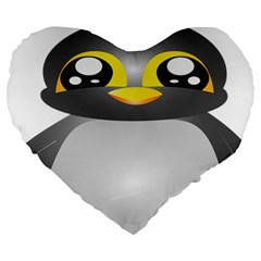 Cute Penguin Animal Large 19  Premium Heart Shape Cushions by Nexatart